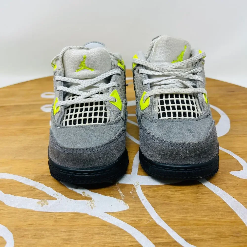 Nike Kids‎ Air Jordan 4 Retro SE 'Neon 95' CT5345-007 Suede Gray Size 4C Toddler